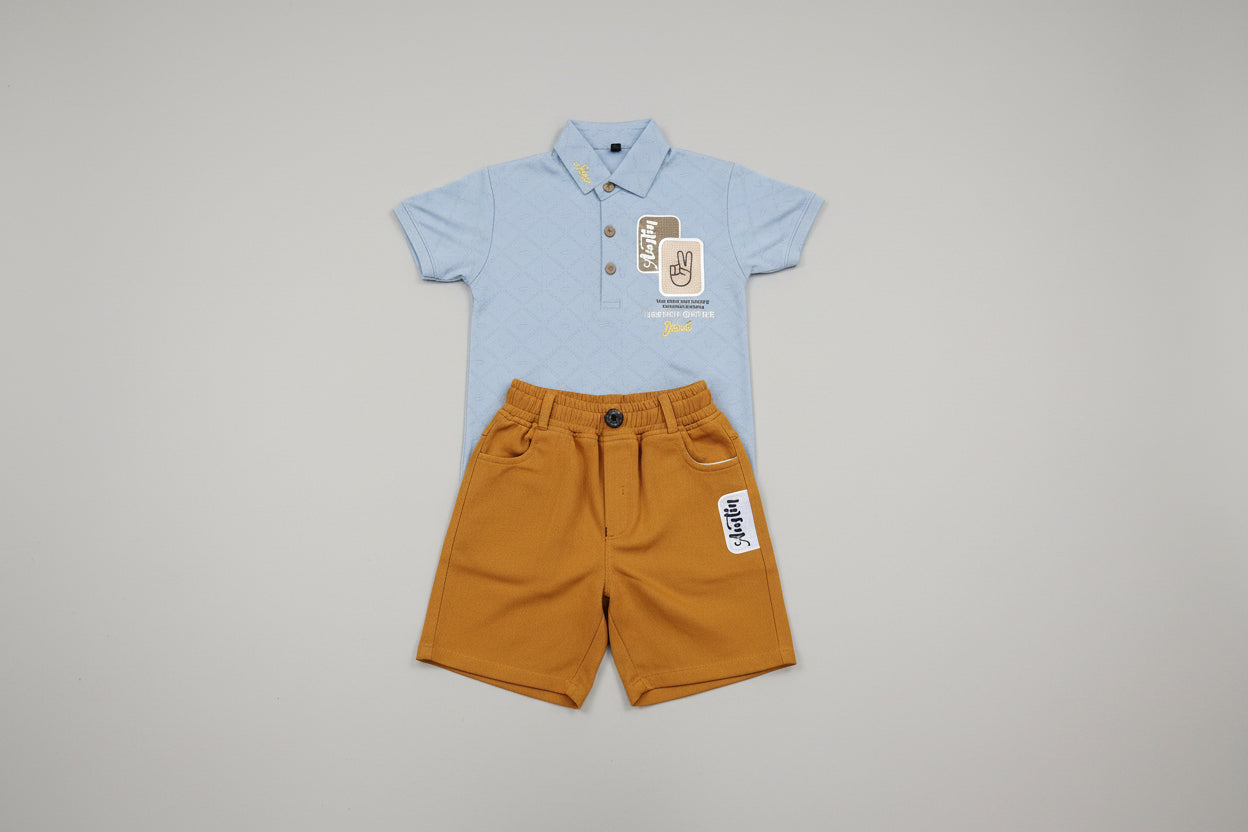 Boys Premium Polo T-Shirt & Shorts Set – Casual Summer Outfit 261