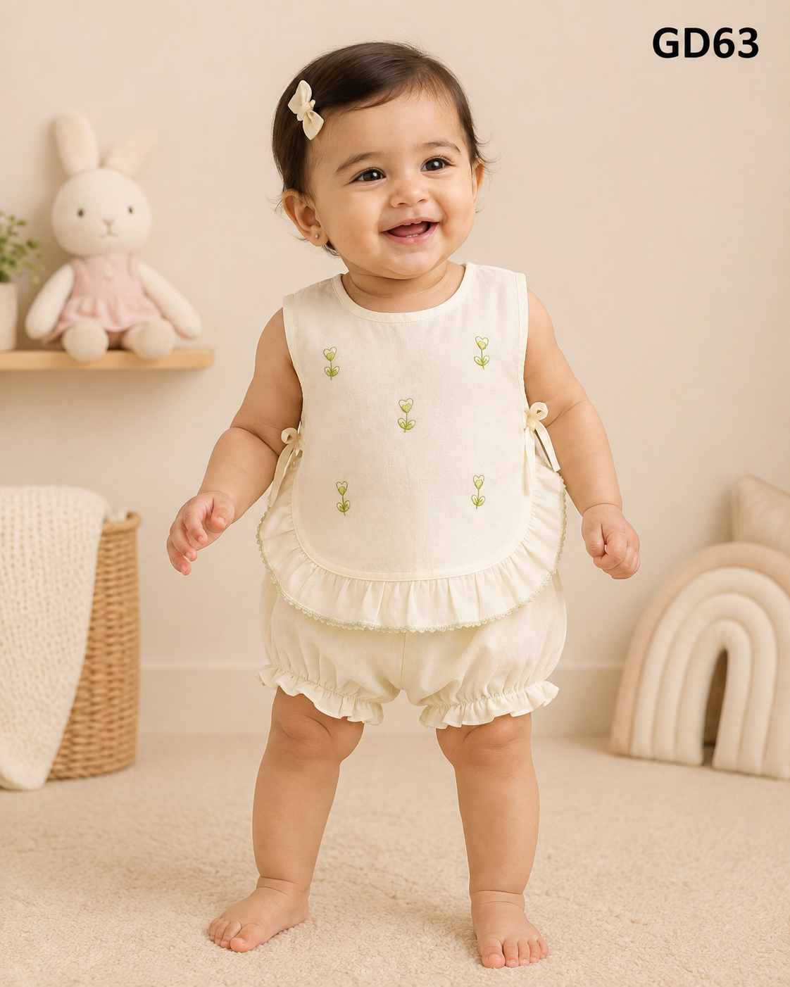 Baby Girls Blossom Ruffle Top & Bloomer Shorts Set-GD63