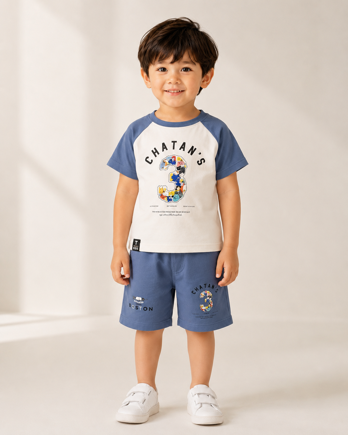 Boys Urban Graphic T-Shirt & Cargo Shorts Set-BO96