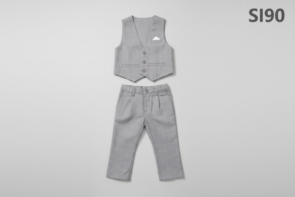 GATSBY Premium Boys Formal Waistcoat & Pant Set Sl90 ASH