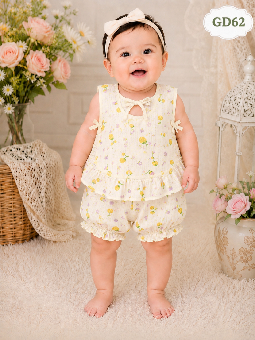 Premium Floral Ruffle Baby Girl Two-Piece Set-GD62