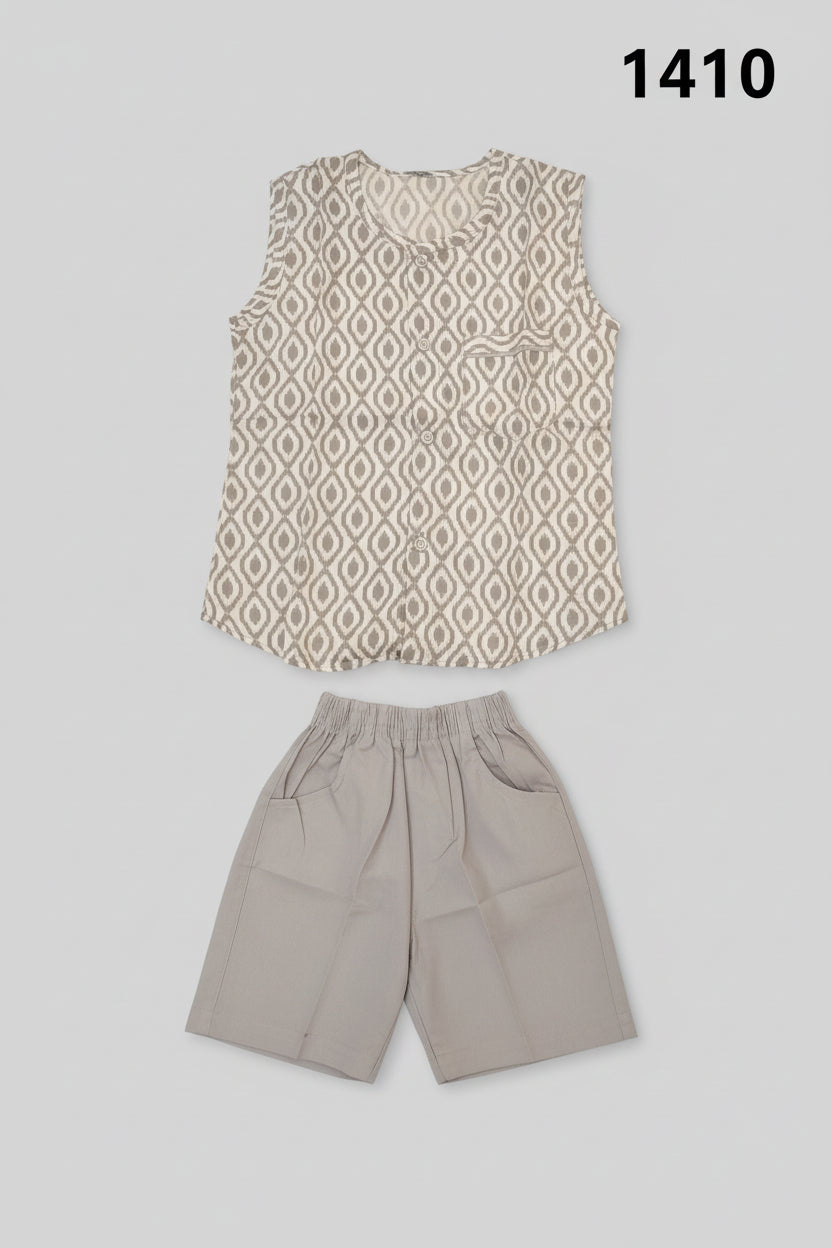 Boys Ethnic Printed Waistcoat & Shorts Set –  1410
