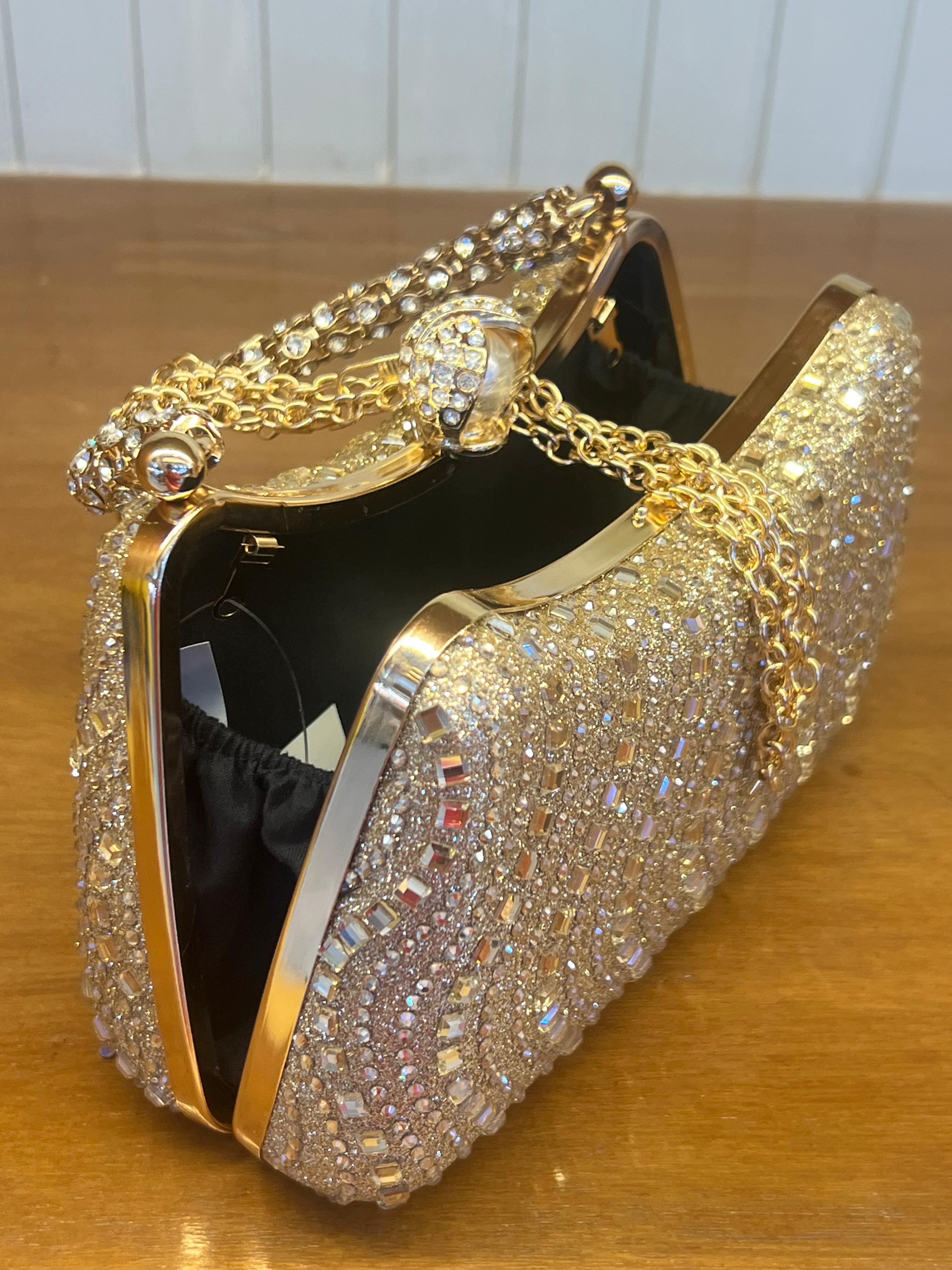 Luxury Crystal Evening Clutch Bag with Chain Handle