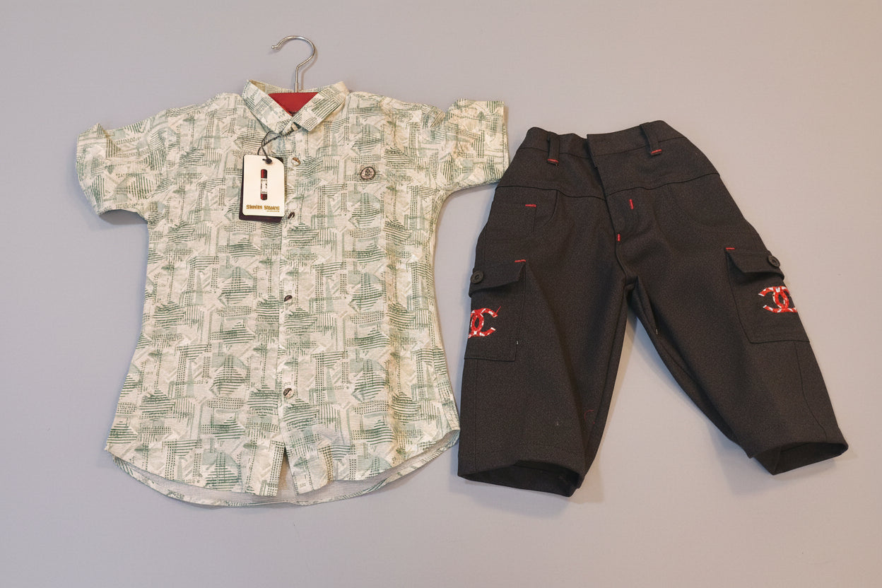 Boys Premium Printed Shirt & Pant Set (2-Piece Casual Wear) 405