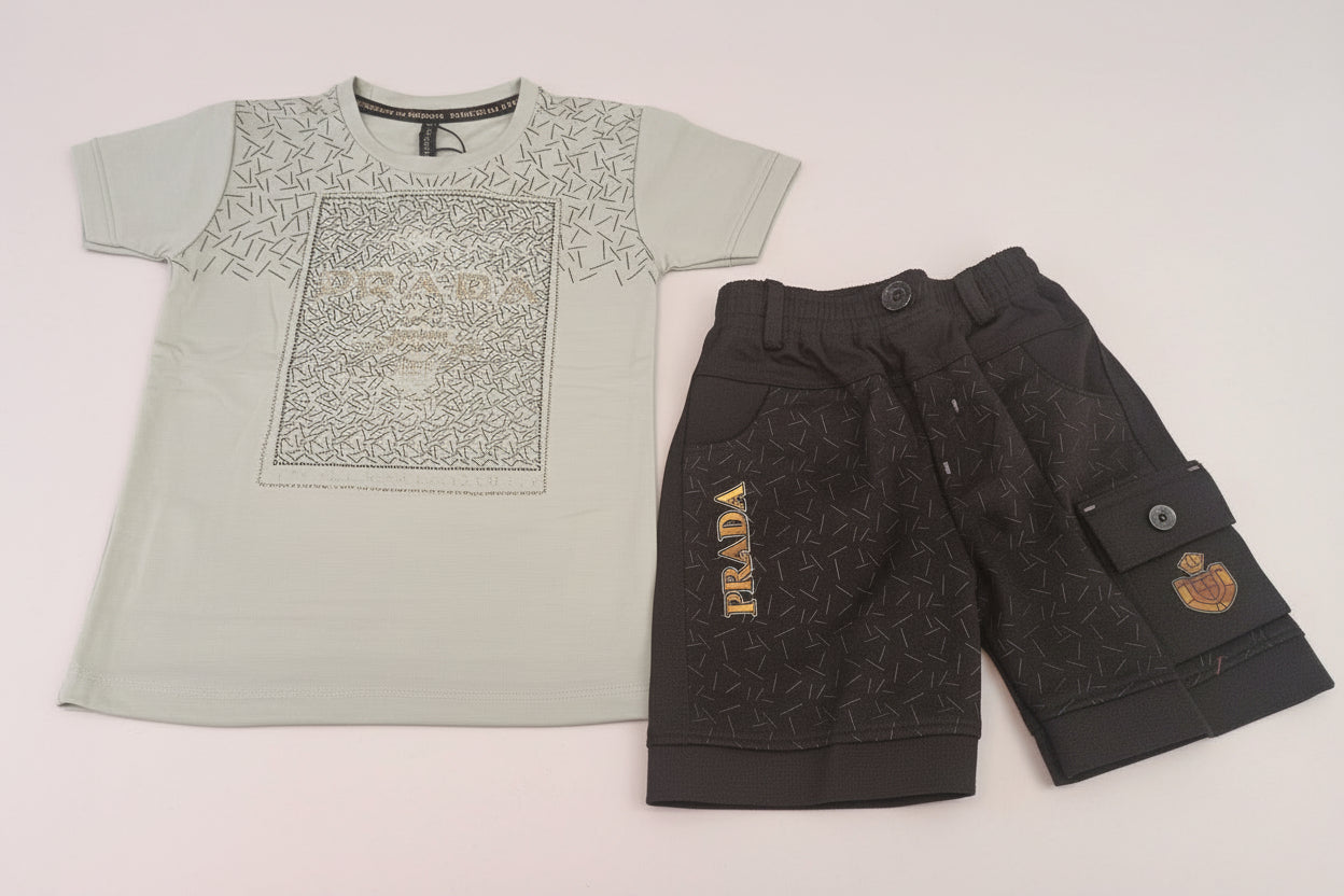 Girls PRADA Glitter Print T-Shirt & Cargo Pant Set 278