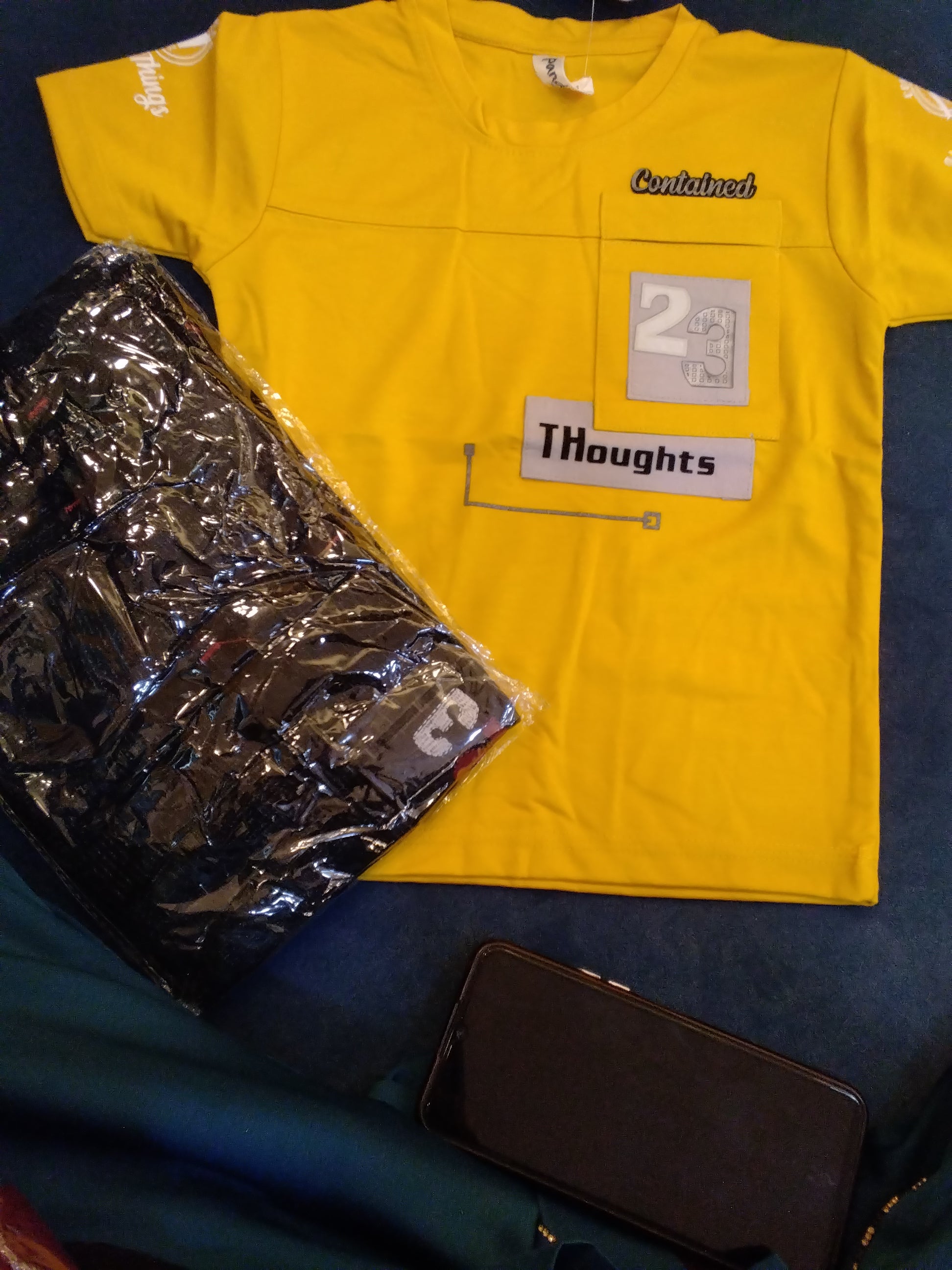 Kids Printed T-Shirt & Shorts Set – “Contained Thoughts” Design.262.