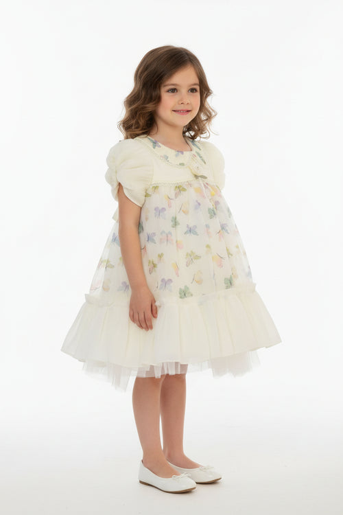 Baby Girls Butterfly Print Chiffon Frock Set with Bloomers 187