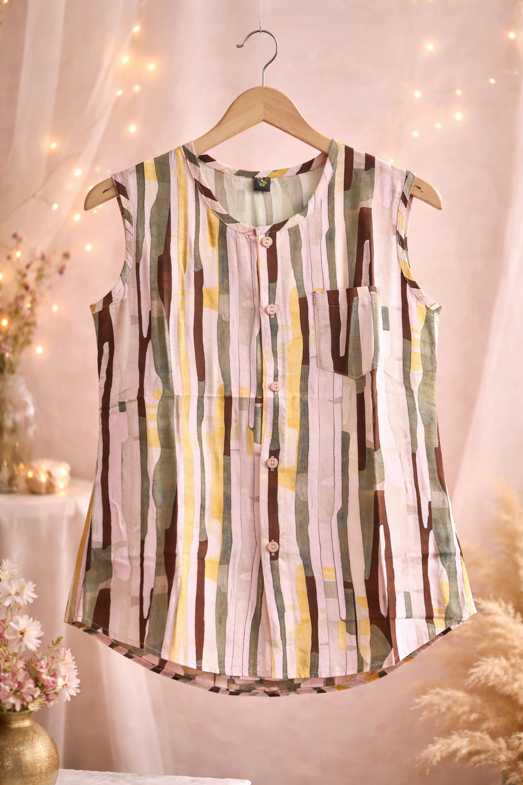 Boys Sleeveless Printed Button-Front Top Nima 175