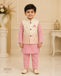 Boys Embroidered Waistcoat Kurta Pajama 3-Piece Set- BP01
