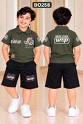 Boys New York Graphic Polo T-Shirt & Shorts Set – BO258