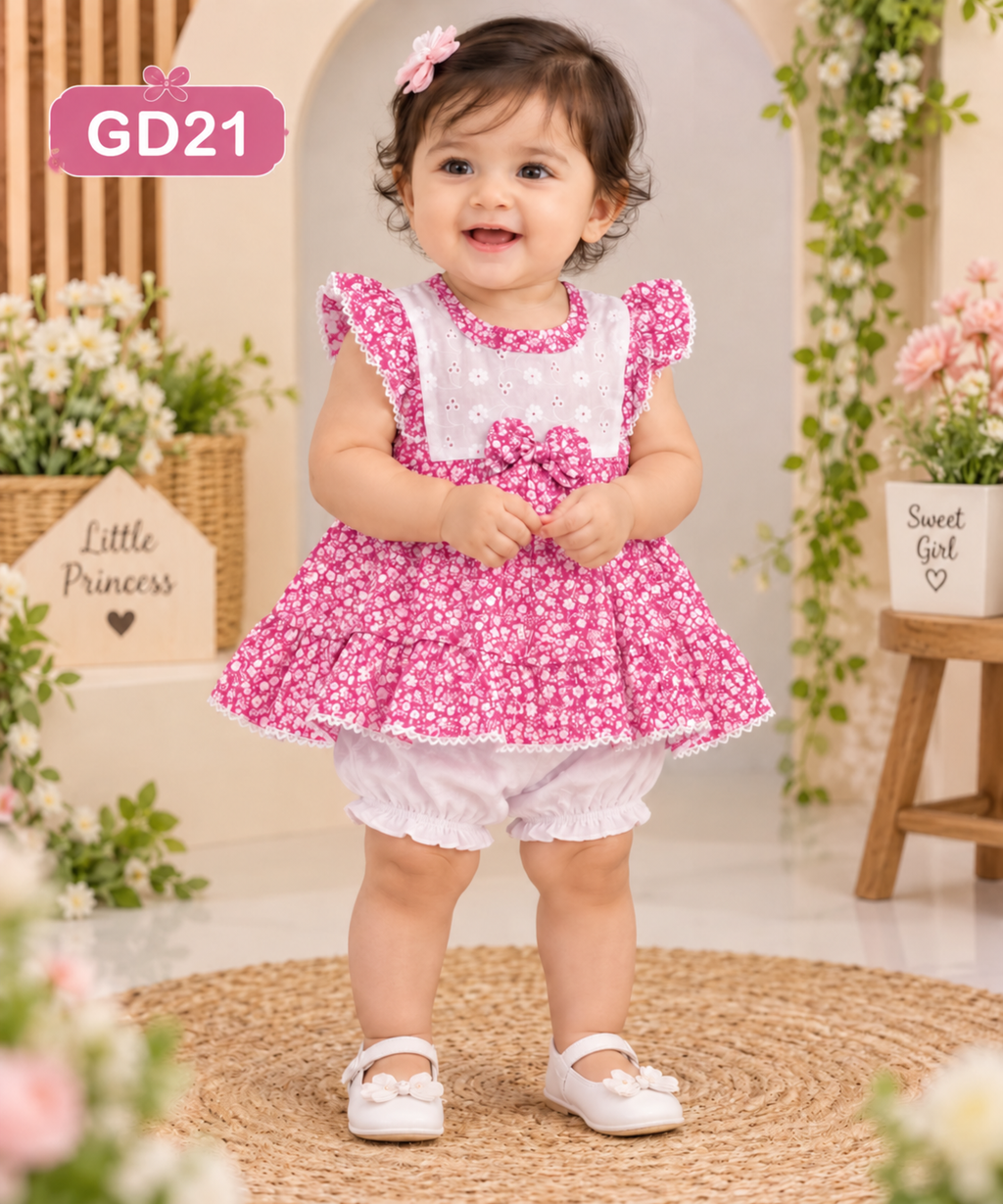Girls’ Floral Ruffle Top & Bloomer Set-GD21