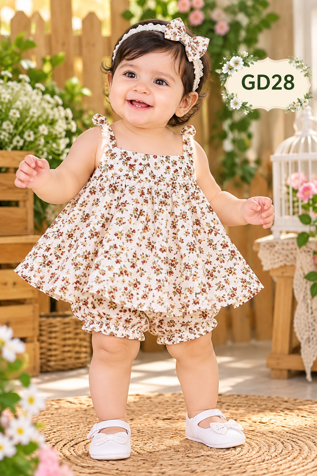 Floral Bloom Baby Girl Dress & Bloomer Set-GD28