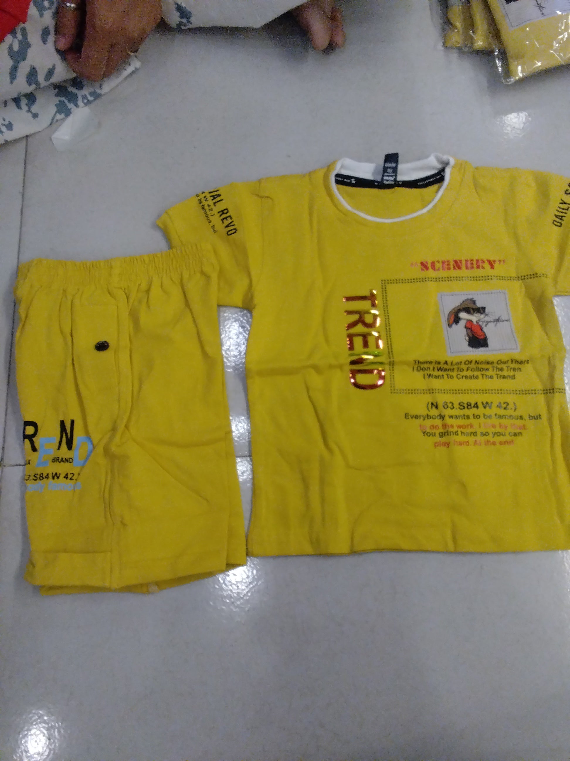 Kids “SCENERY TREND” Printed T-Shirt & Shorts Set 348