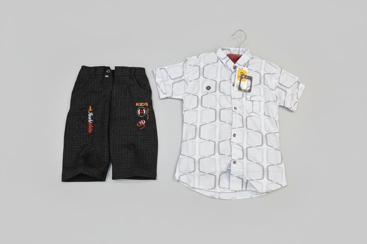 Boys Summer Casual Printed Shirt & Cotton Pant Set 409
