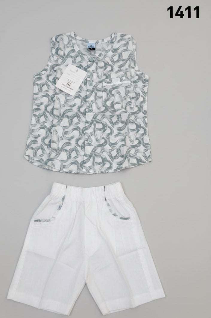 Boys Premium Printed Waistcoat & Shorts Set 1411