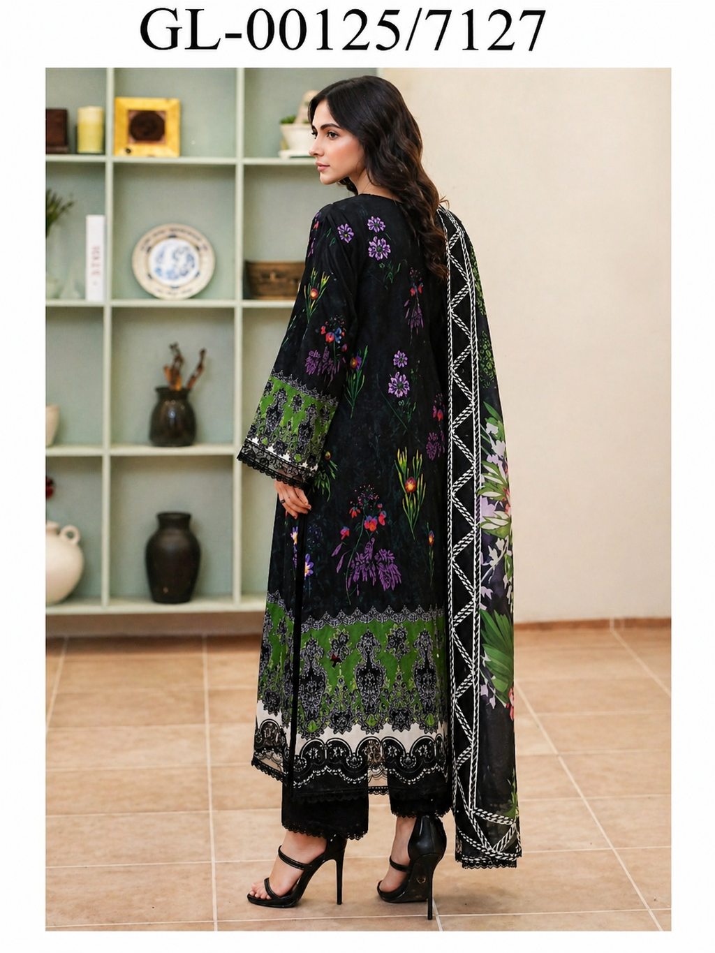 Luxury Digital Printed Lawn Three Piece Set-C188