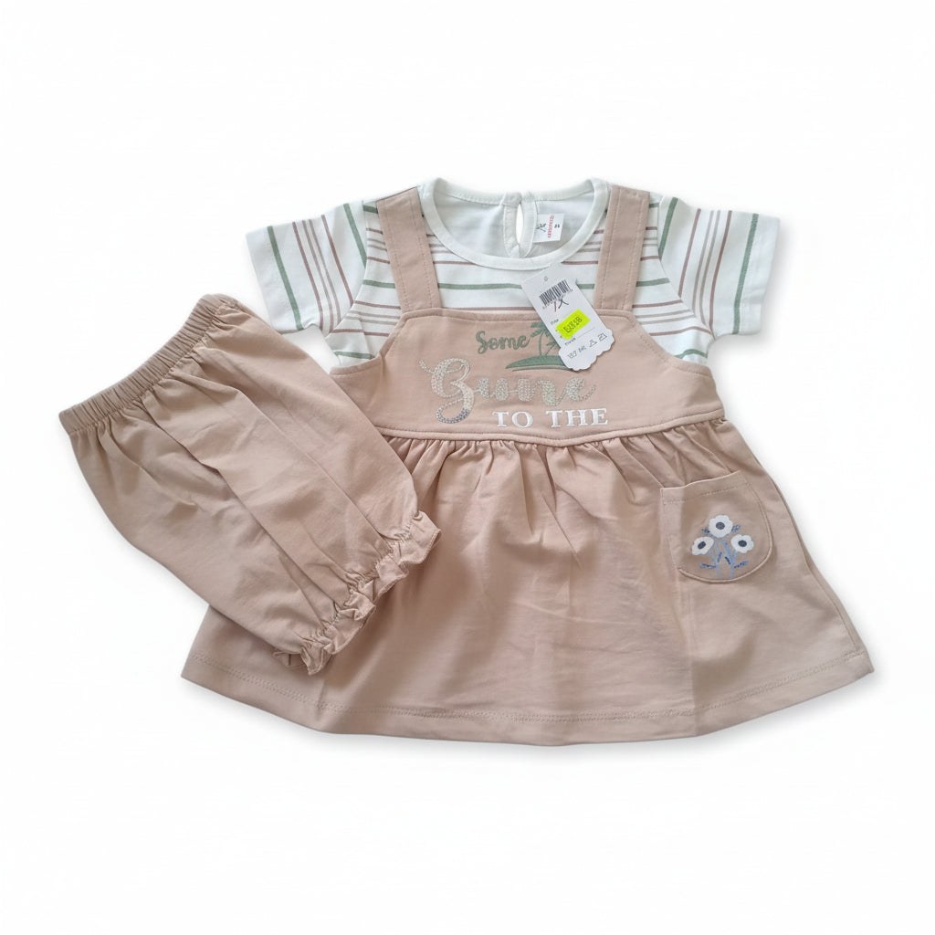 Baby Girls “Gone to the Beach” Dress Set with Inner Tee & Shorts  134