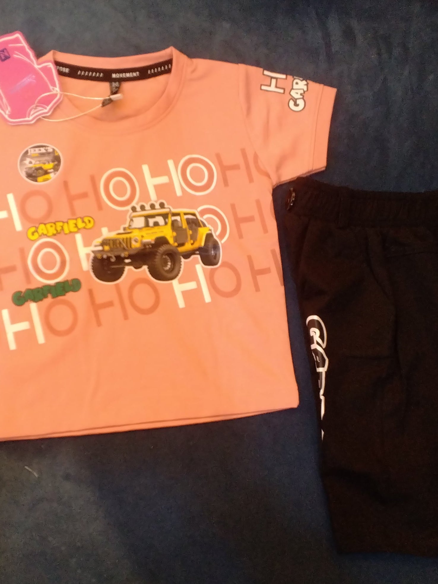 Boys “Garfield Jeep Adventure” Summer T-Shirt & Pant Set 246