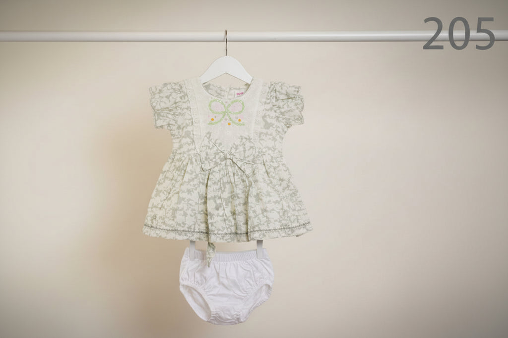 Girls Printed Party Dress with Bow Embroidery & Inner Shorts – Elegant Collection.205