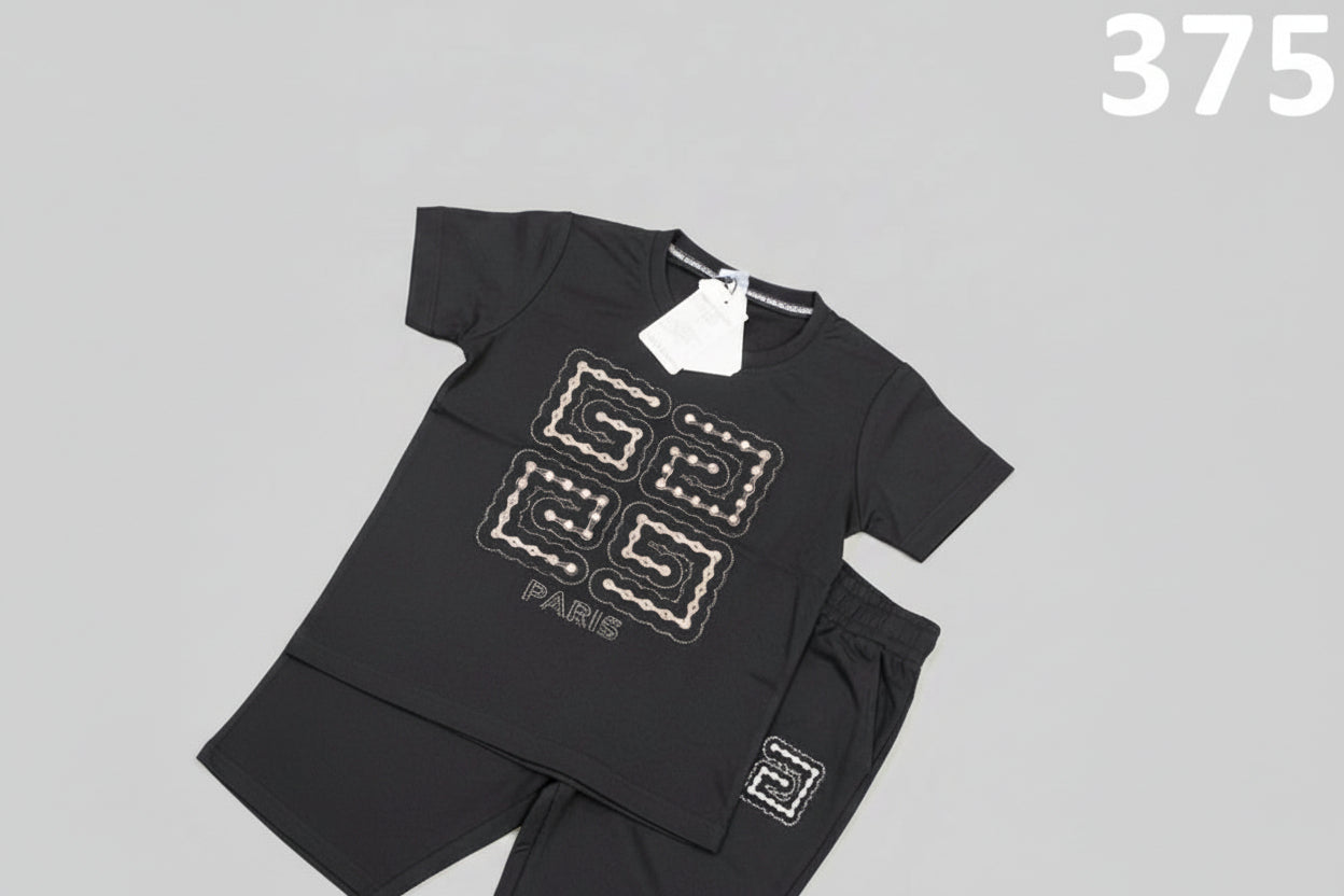 Kids Premium Printed T-Shirt & Shorts Co-Ord Set – Paris Edition 375
