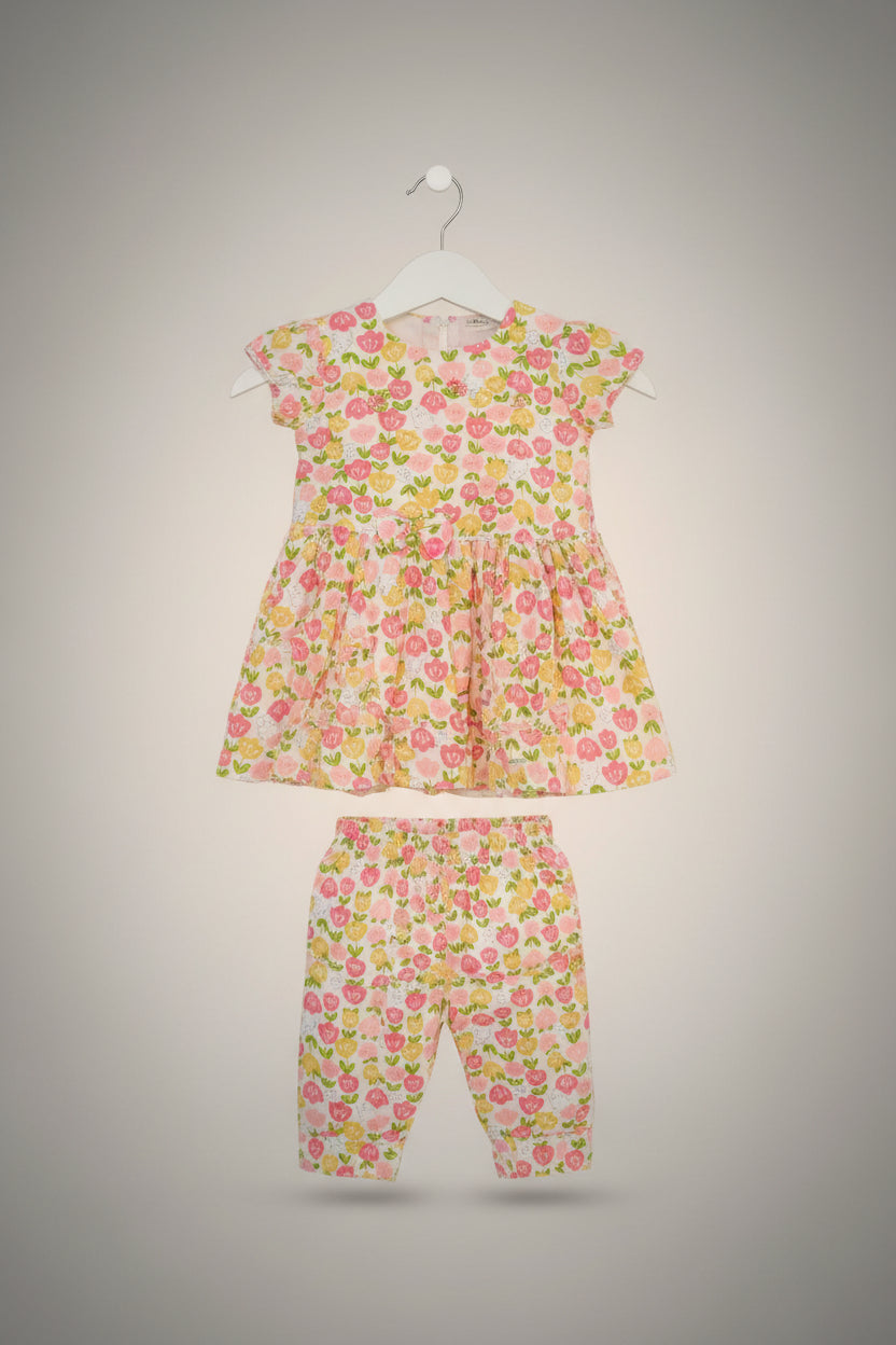 Girls Floral Printed Top & Pant Set (2-Piece) 2