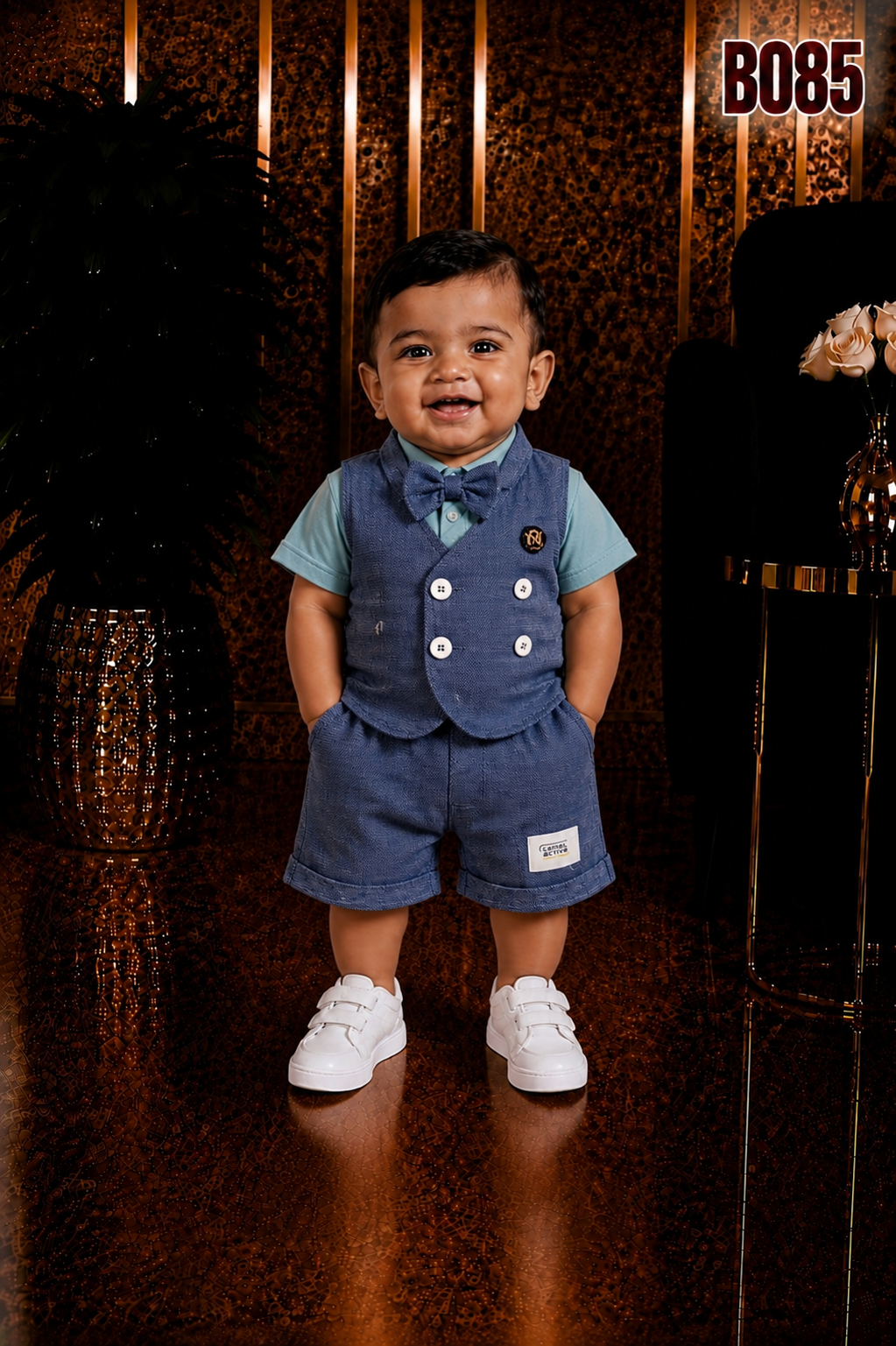 Little Gentleman Bow Tie Vest & Shorts Set-BO85