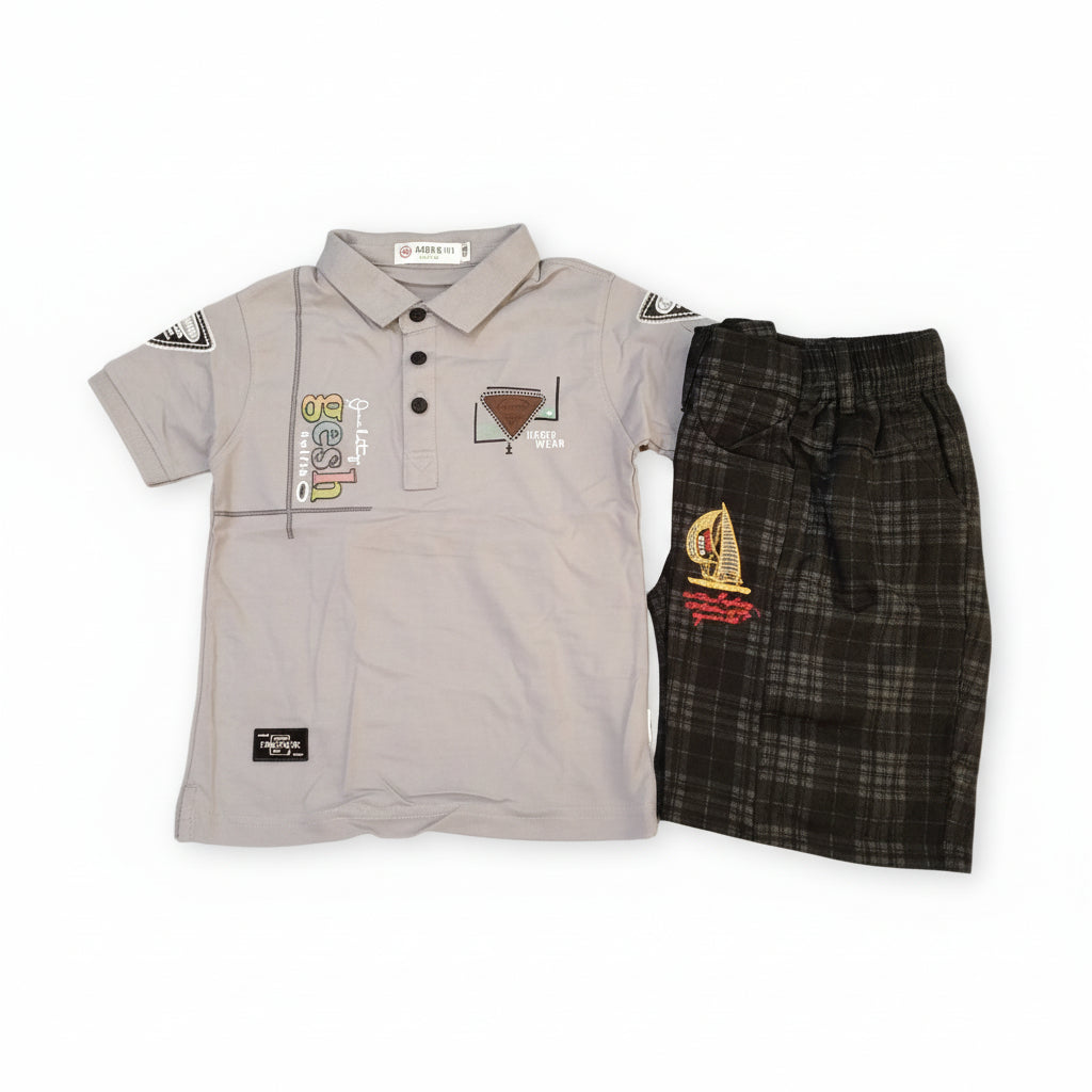 Boys classic t-shirt & check shorts set 660