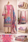 Premium Floral Printed Lawn Three Piece Suit Set 1130