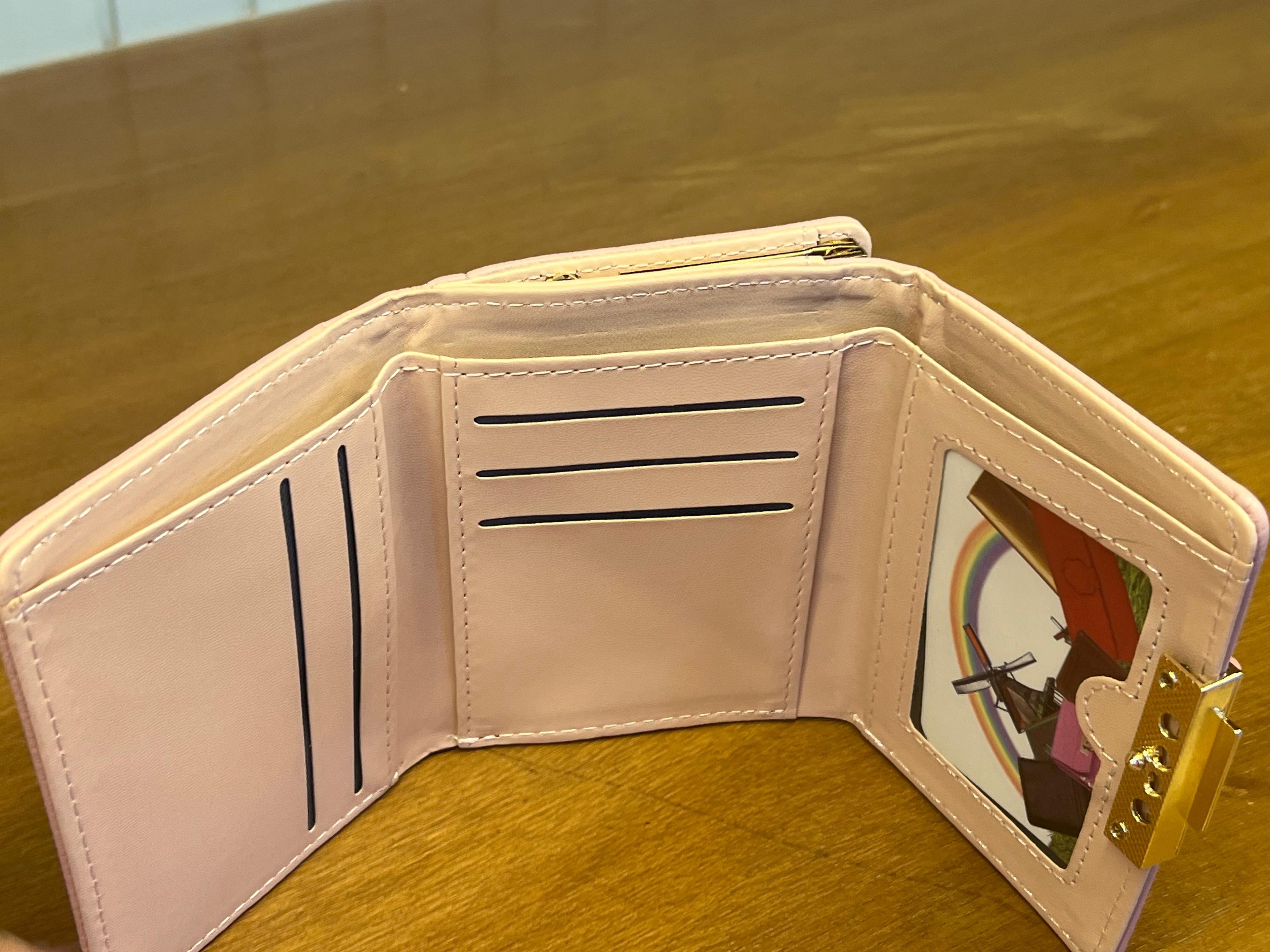 Pastel Pink Mini Trifold Wallet with Metal Frame