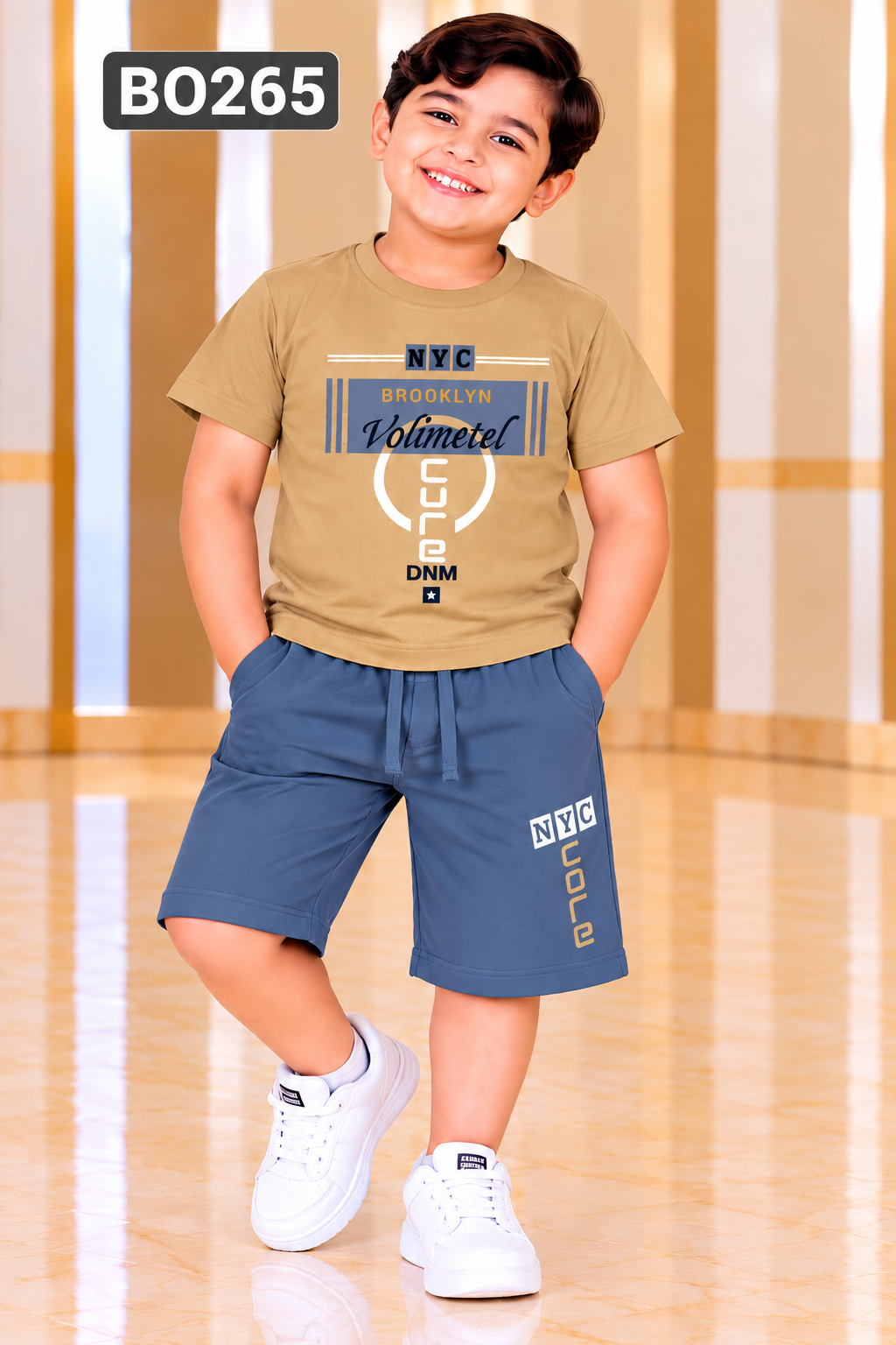 Boys Brooklyn NYC Graphic T-Shirt & Drawstring Shorts Set – BO265