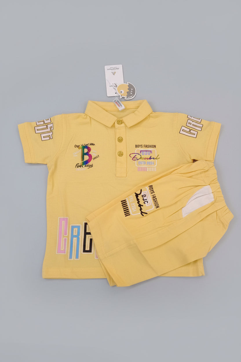 Boys Premium Polo T-Shirt & Pant Set – Casual Summer Outfit 313
