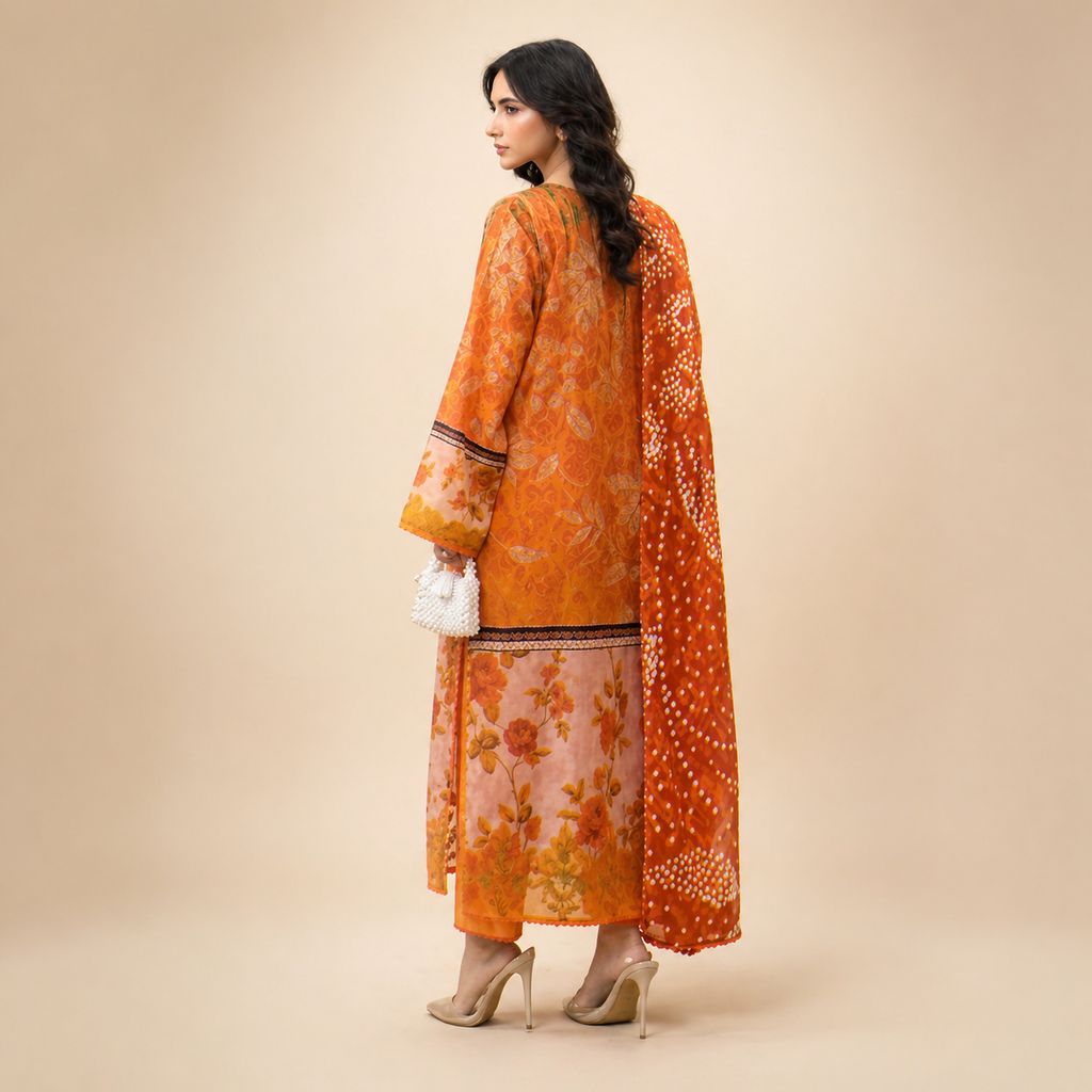 Luxury Digital Printed Lawn Three Piece Set -C191