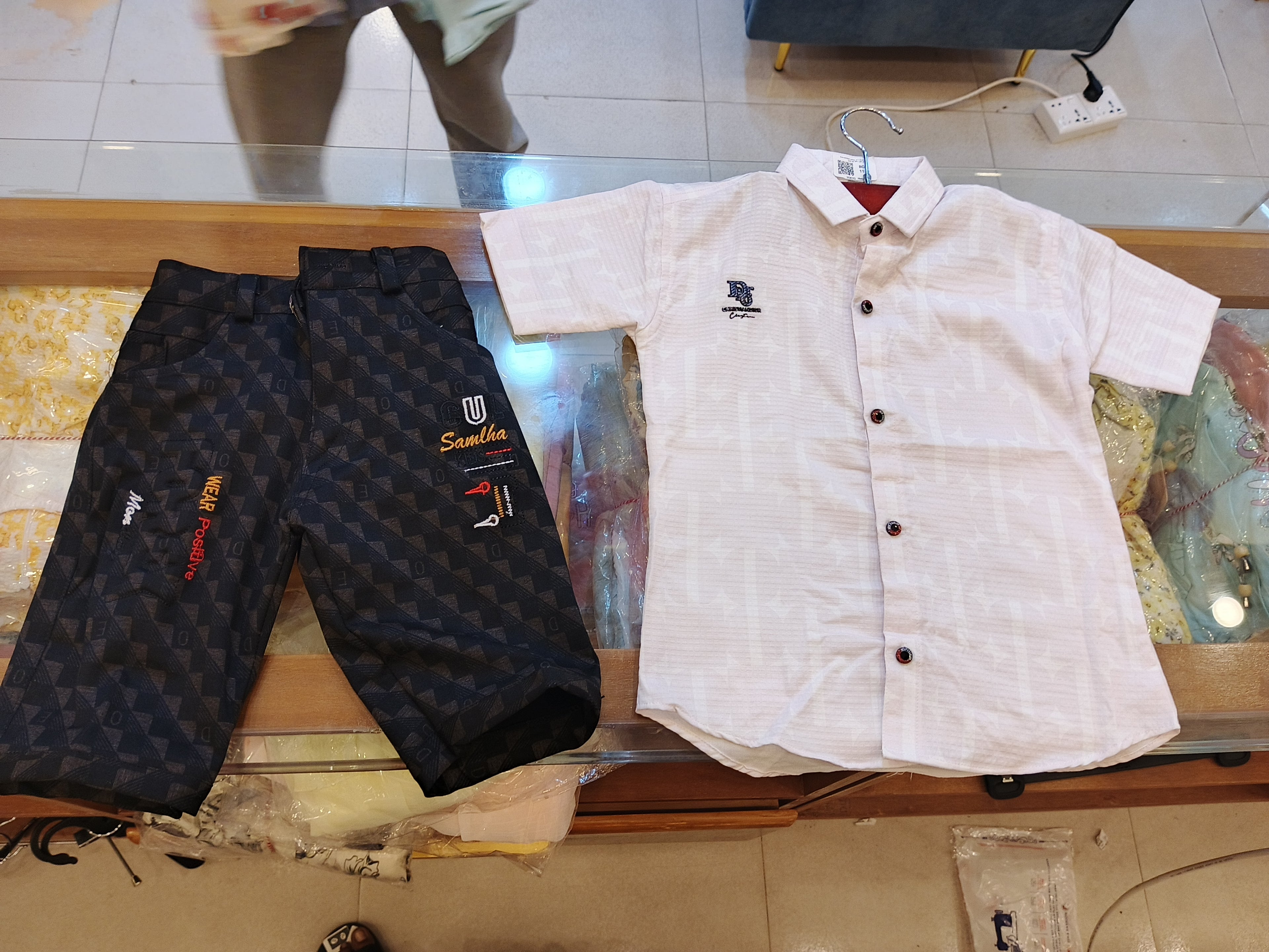 Kids Premium Cotton Shirt & Textured Pant Set 399