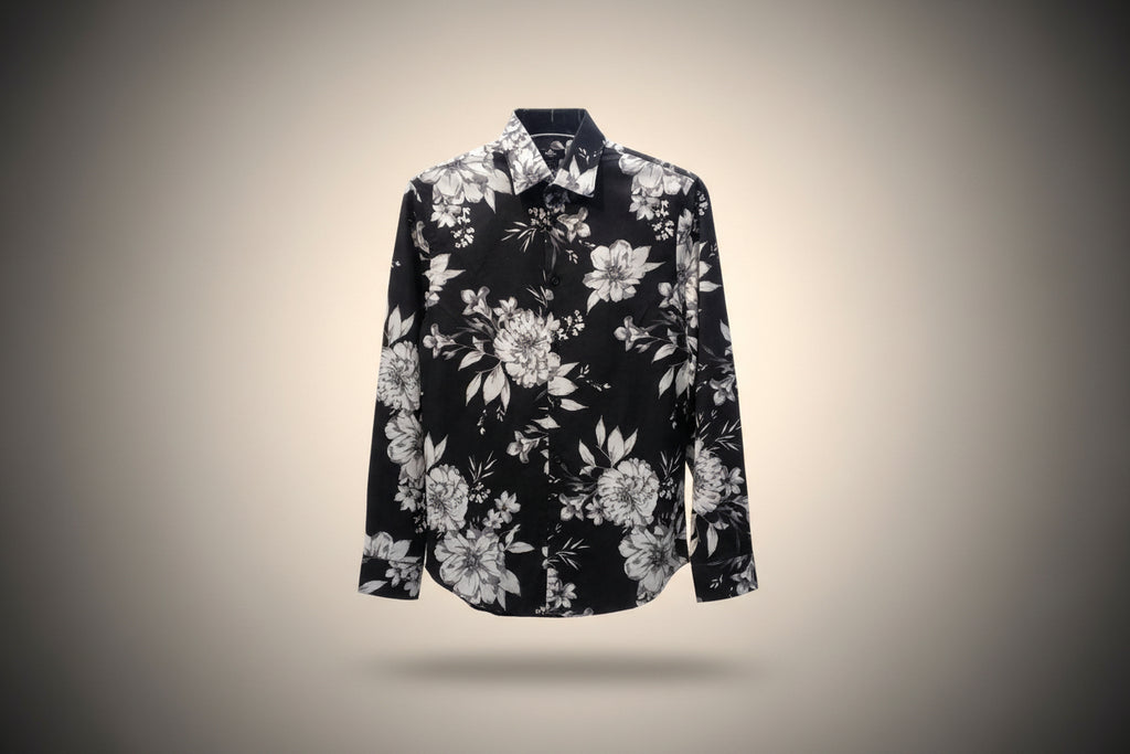 GATSBY Men’s Full Sleeve Casual Shirt BLACK FLC 924