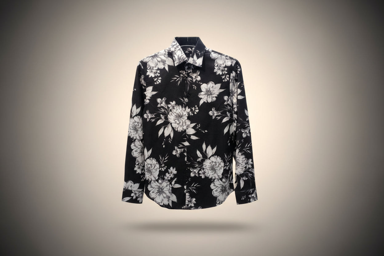 GATSBY Men’s Full Sleeve Casual Shirt BLACK FLC 924