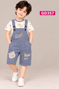 Boys Premium Bear Print T-Shirt & Dungaree Shorts Set – GD357