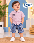 Baby Boy Striped Shirt & Denim Shorts Set – BO327