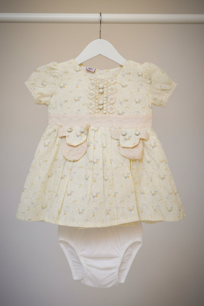 Baby Girls Floral Lace Cotton Frock Set with Bloomers 181