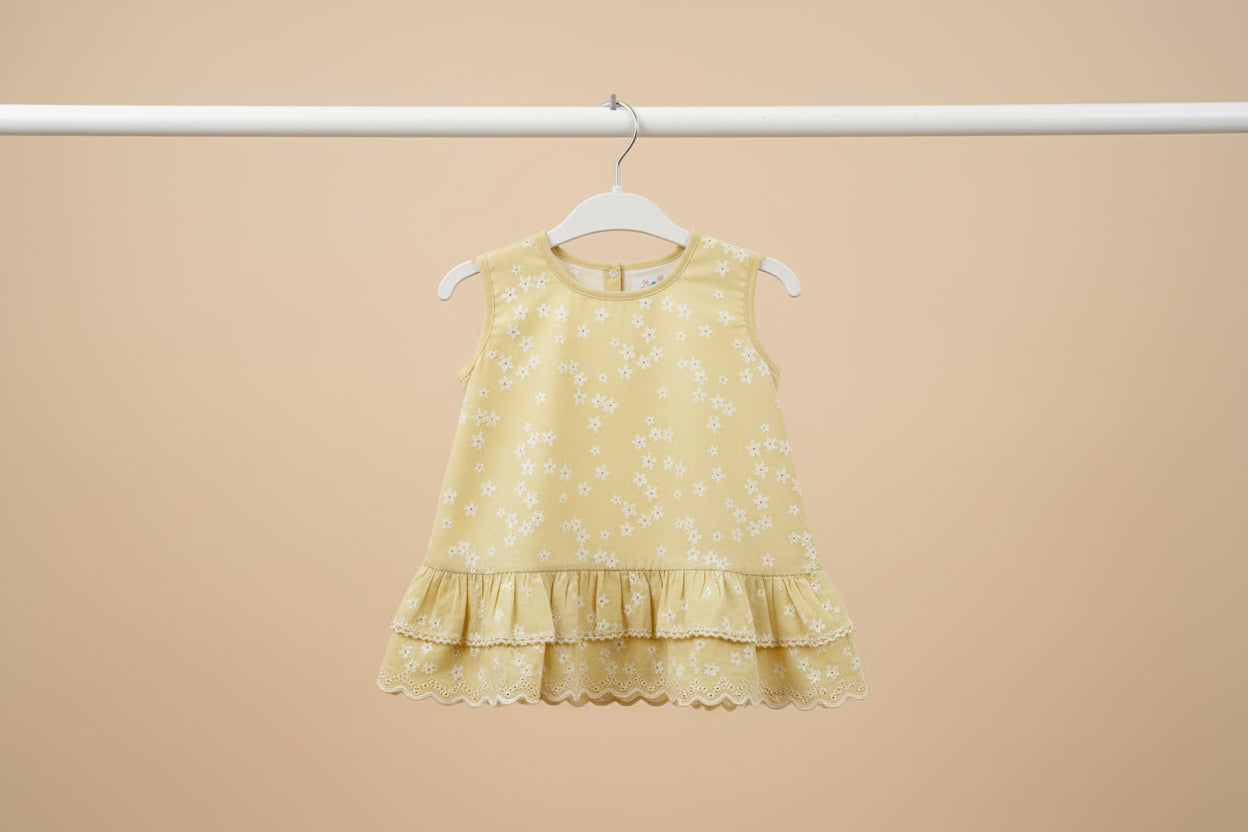 Girls Floral Ruffle Cotton Top & White Shorts Set-103