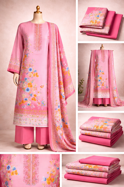 Premium Floral Unready Three Piece-C123