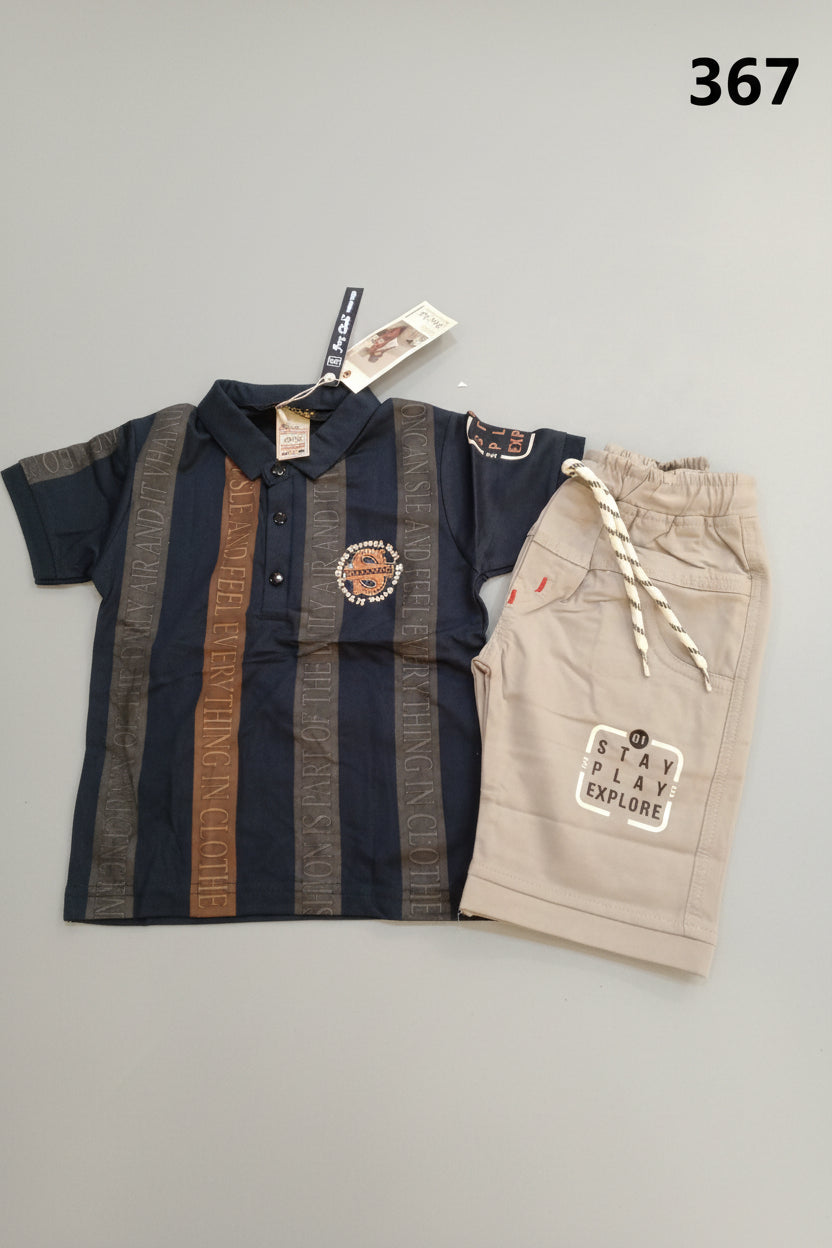 Boys Premium Polo T-Shirt & Shorts Set 367