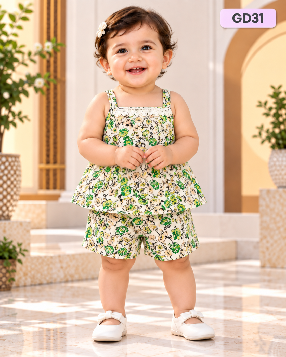 Premium Baby Girls Floral Camisole Top & Shorts Set-GD31