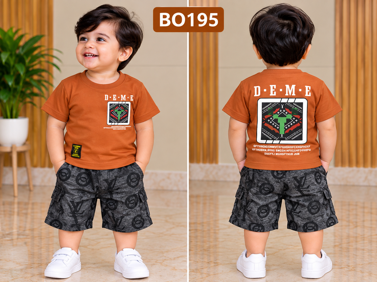 Boys Urban Graphic T-Shirt & Printed Cargo Shorts Set – BO195