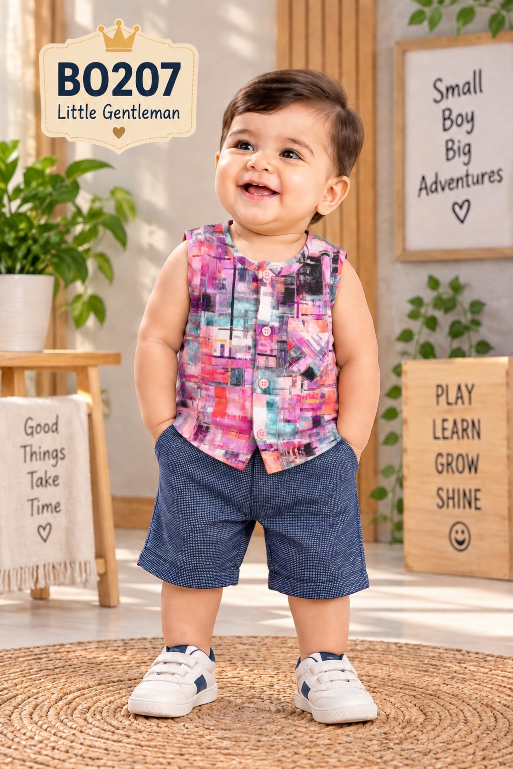 Premium Boys  Printed  Sleeveless & Shorts Set-BO207