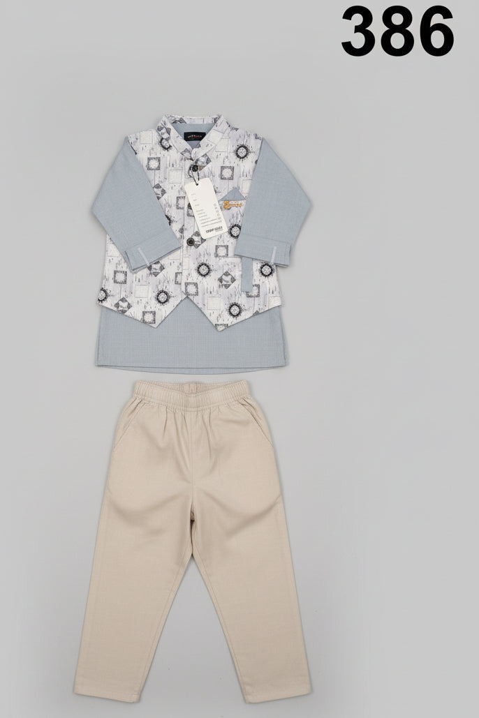 Kids Premium Waistcoat Kurta Pajama Set 386
