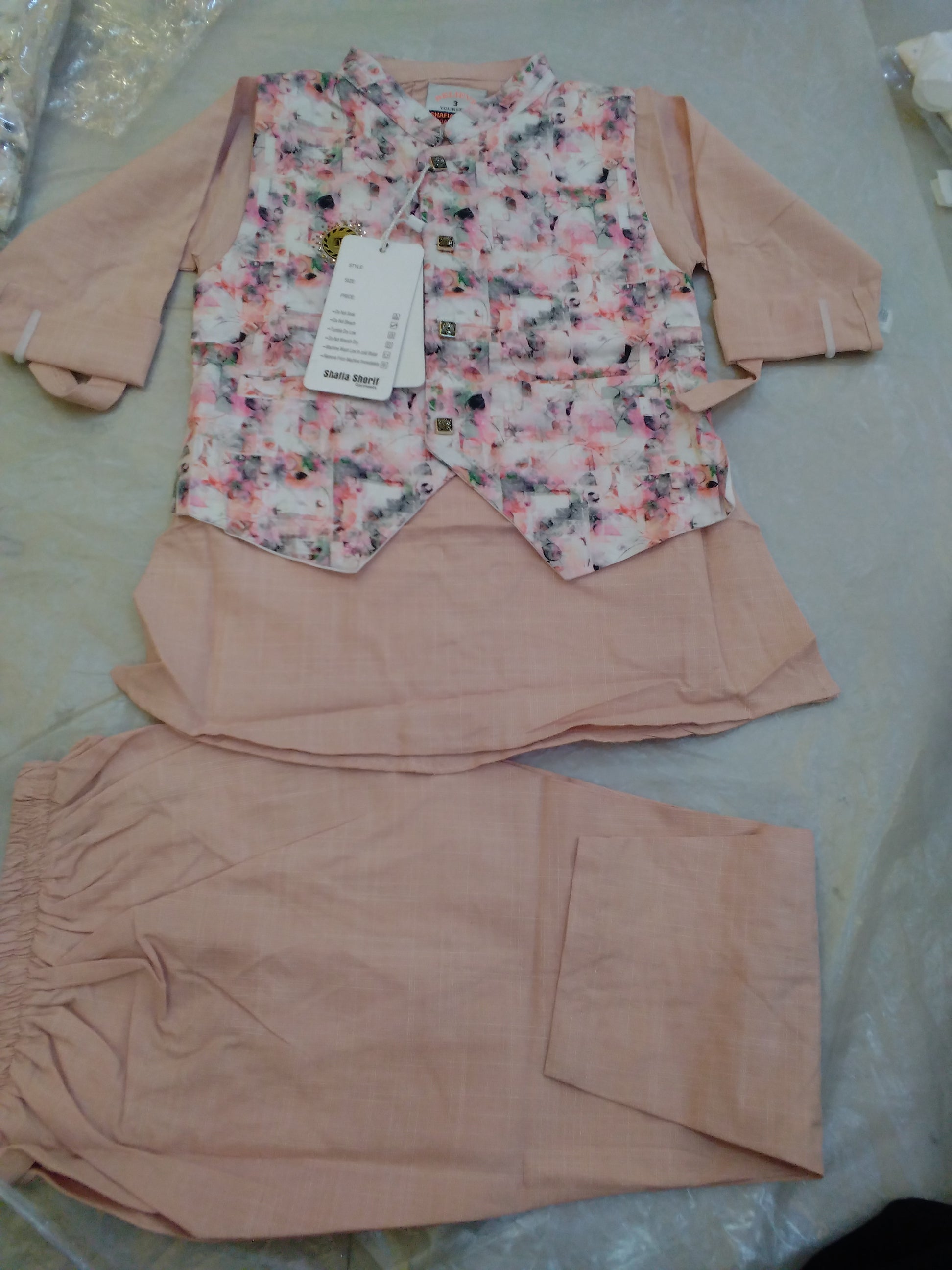 Boys Premium Floral Waistcoat Kurta Pajama Set 413