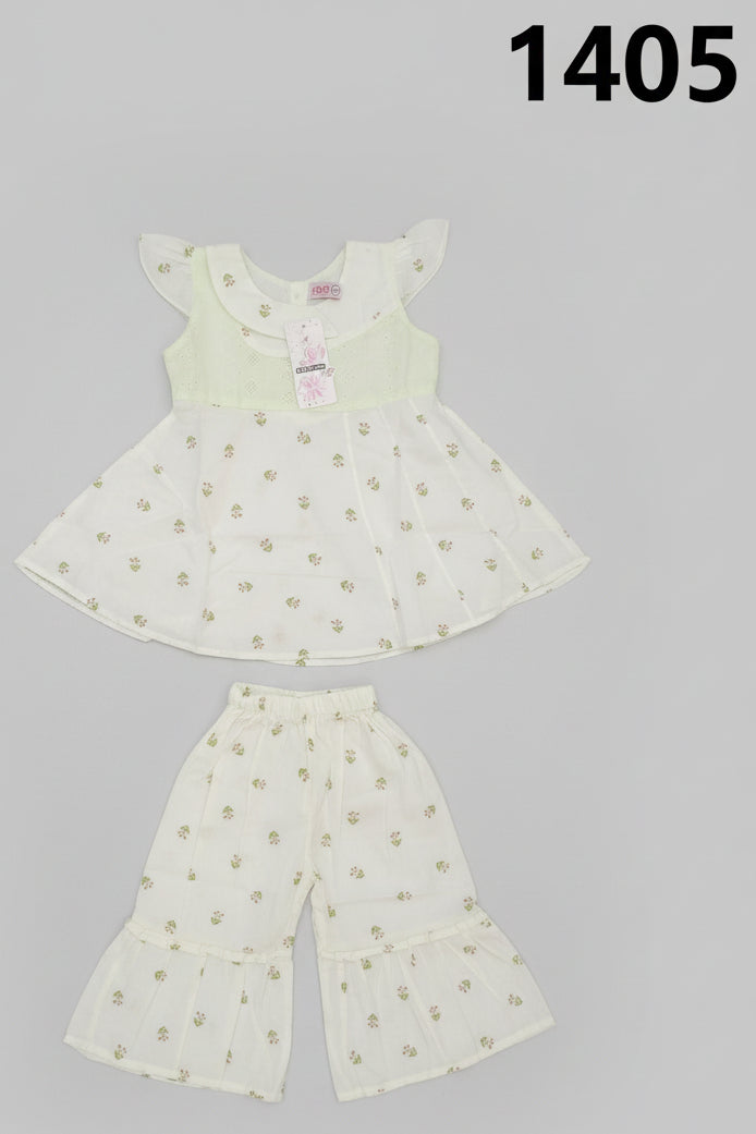 Baby Girls Floral Peplum Top & Bell Bottom Pant Set 1405