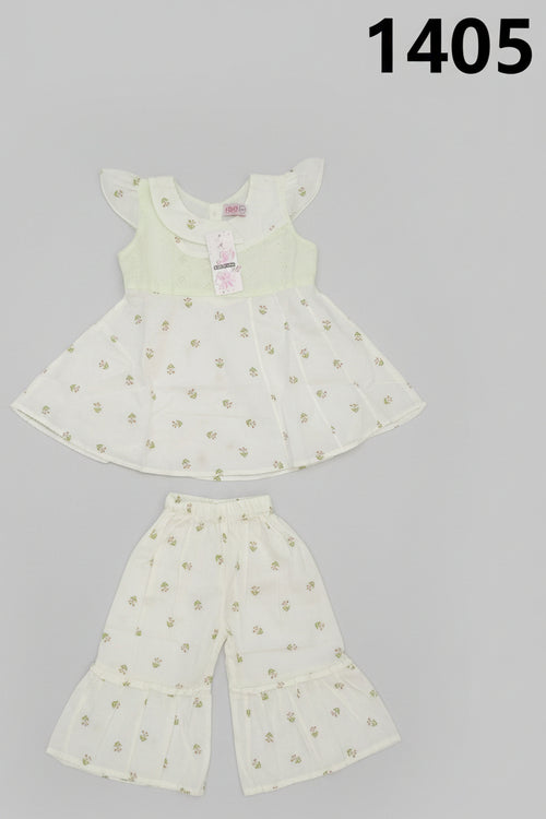 Baby Girls Floral Peplum Top & Bell Bottom Pant Set 1405