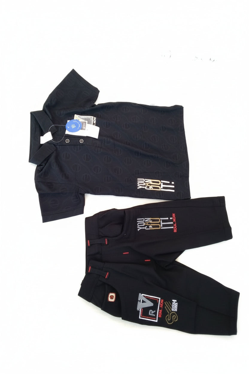 Boys Premium Beige Polo Shirt & Black Pant Set – Soul Now Edition 364