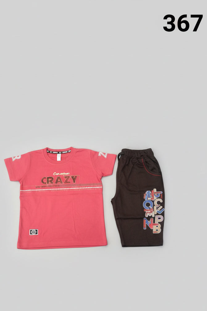 Boys Graphic T-Shirt & Shorts Set – Crazy Inspiration Print 373
